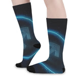 Blue Sagittarius Zodiac Sign Print Long Socks