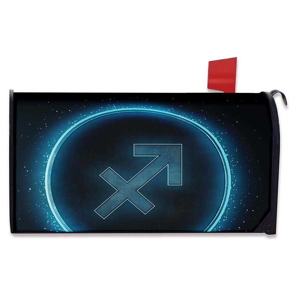 Blue Sagittarius Zodiac Sign Print Mailbox Cover