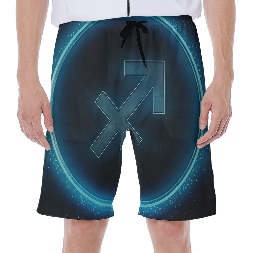 Blue Sagittarius Zodiac Sign Print Men's Beach Shorts