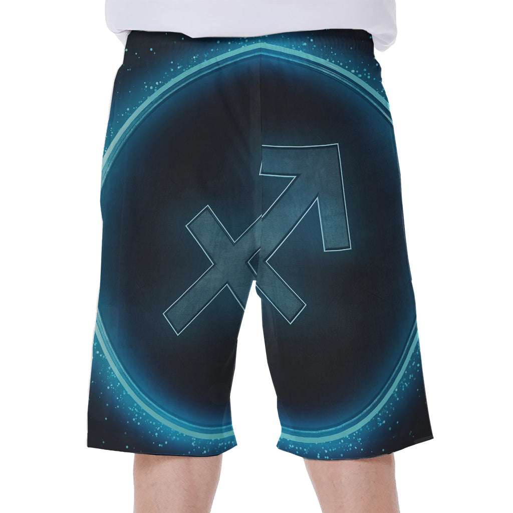 Blue Sagittarius Zodiac Sign Print Men's Beach Shorts