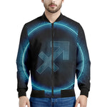 Blue Sagittarius Zodiac Sign Print Men's Bomber Jacket