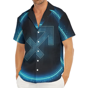 Blue Sagittarius Zodiac Sign Print Men's Deep V-Neck Shirt