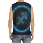 Blue Sagittarius Zodiac Sign Print Men's Fitness Tank Top