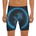 Blue Sagittarius Zodiac Sign Print Men's Long Boxer Briefs