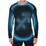 Blue Sagittarius Zodiac Sign Print Men's Long Sleeve T-Shirt