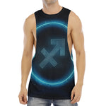 Blue Sagittarius Zodiac Sign Print Men's Muscle Tank Top