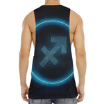 Blue Sagittarius Zodiac Sign Print Men's Muscle Tank Top