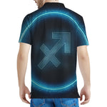 Blue Sagittarius Zodiac Sign Print Men's Polo Shirt