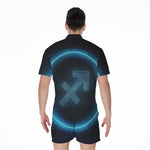 Blue Sagittarius Zodiac Sign Print Men's Rompers