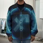 Blue Sagittarius Zodiac Sign Print Men's Shirt Jacket