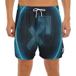Blue Sagittarius Zodiac Sign Print Men's Split Running Shorts