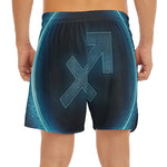 Blue Sagittarius Zodiac Sign Print Men's Split Running Shorts