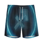 Blue Sagittarius Zodiac Sign Print Men's Sports Shorts
