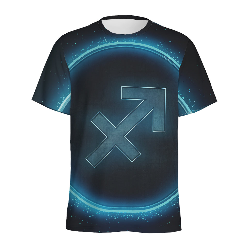 Blue Sagittarius Zodiac Sign Print Men's Sports T-Shirt