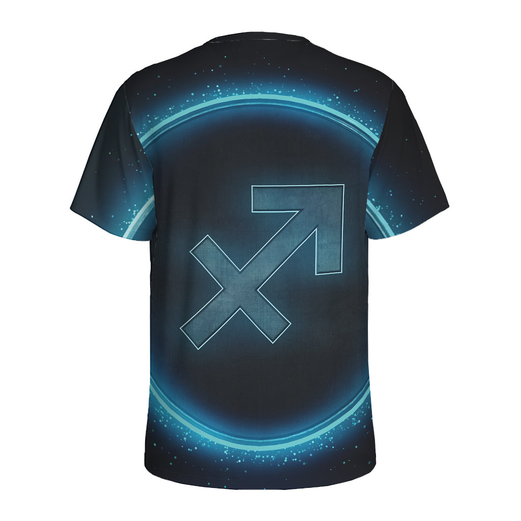 Blue Sagittarius Zodiac Sign Print Men's Sports T-Shirt