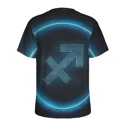 Blue Sagittarius Zodiac Sign Print Men's Sports T-Shirt