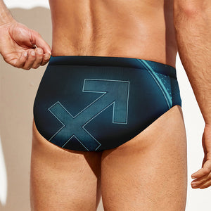 Blue Sagittarius Zodiac Sign Print Men's Swim Briefs