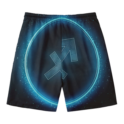 Blue Sagittarius Zodiac Sign Print Men's Swim Trunks