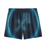 Blue Sagittarius Zodiac Sign Print Mesh Shorts
