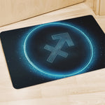 Blue Sagittarius Zodiac Sign Print Polyester Doormat