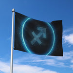 Blue Sagittarius Zodiac Sign Print Polyester Flag