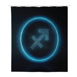 Blue Sagittarius Zodiac Sign Print Polyester Shower Curtain