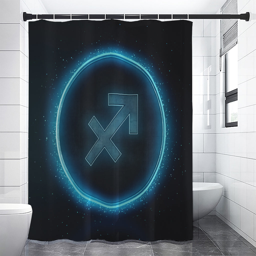 Blue Sagittarius Zodiac Sign Print Premium Shower Curtain