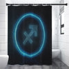 Blue Sagittarius Zodiac Sign Print Premium Shower Curtain