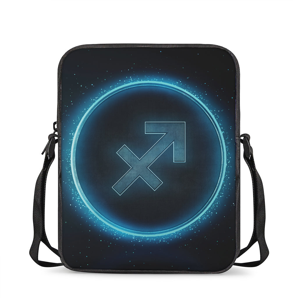 Blue Sagittarius Zodiac Sign Print Rectangular Crossbody Bag