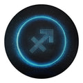 Blue Sagittarius Zodiac Sign Print Round Blanket