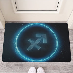 Blue Sagittarius Zodiac Sign Print Rubber Doormat