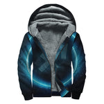 Blue Sagittarius Zodiac Sign Print Sherpa Lined Zip Up Hoodie