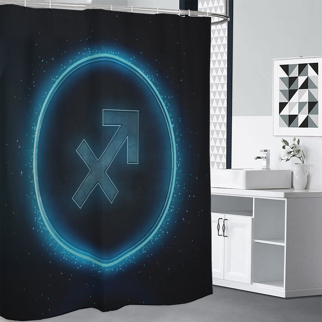 Blue Sagittarius Zodiac Sign Print Shower Curtain