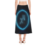 Blue Sagittarius Zodiac Sign Print Side Slit Midi Skirt