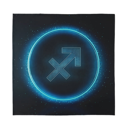 Blue Sagittarius Zodiac Sign Print Silk Bandana