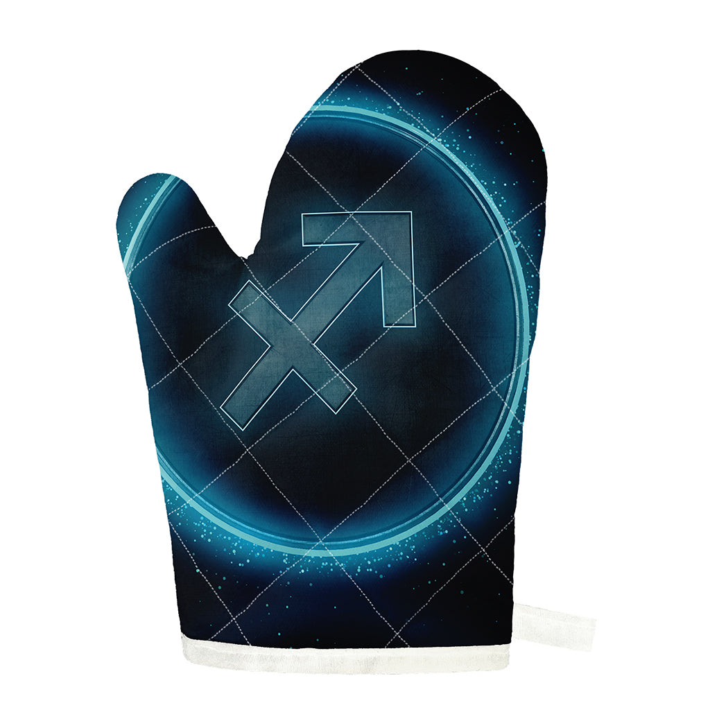 Blue Sagittarius Zodiac Sign Print Single Oven Mitt