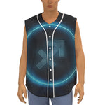 Blue Sagittarius Zodiac Sign Print Sleeveless Baseball Jersey