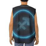 Blue Sagittarius Zodiac Sign Print Sleeveless Baseball Jersey