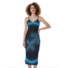 Blue Sagittarius Zodiac Sign Print Slim Fit Midi Cami Dress