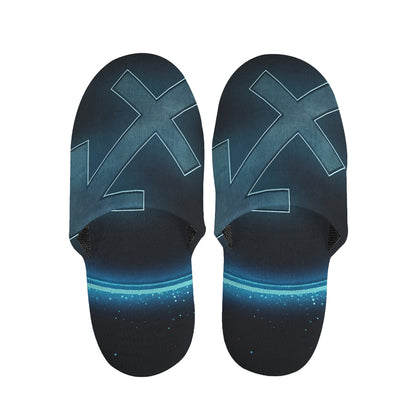 Blue Sagittarius Zodiac Sign Print Slippers