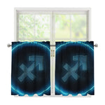 Blue Sagittarius Zodiac Sign Print Tier Curtains