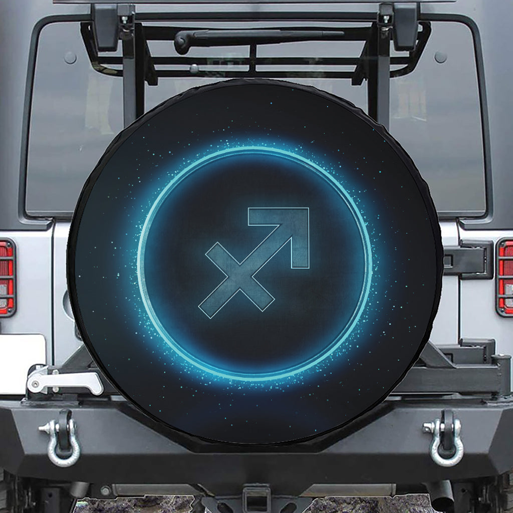 Blue Sagittarius Zodiac Sign Print Tire Cover