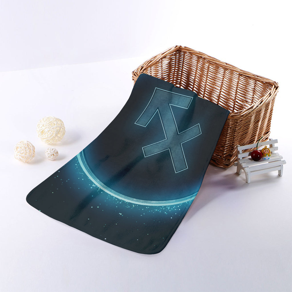 Blue Sagittarius Zodiac Sign Print Towel