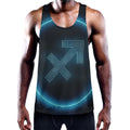 Blue Sagittarius Zodiac Sign Print Men's Workout Tank Top
