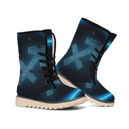 Blue Sagittarius Zodiac Sign Print Winter Boots