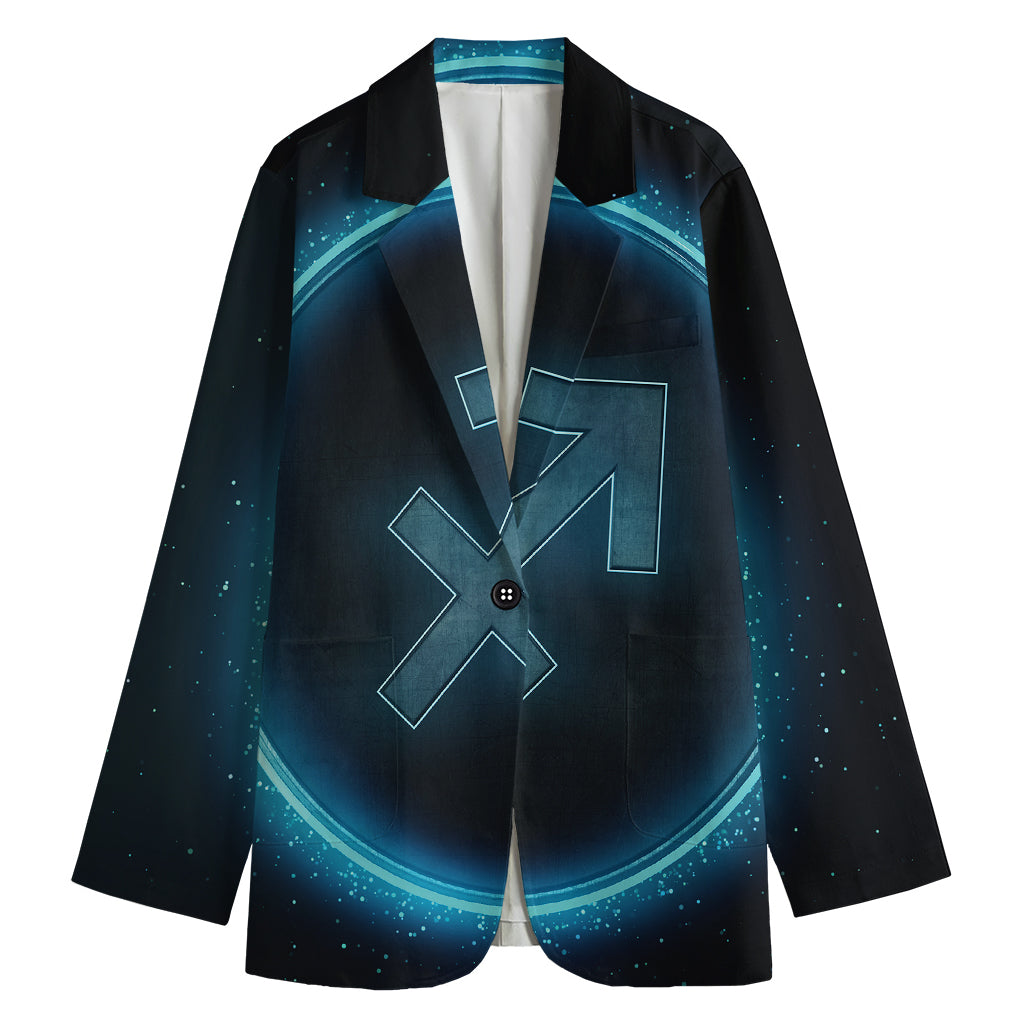 Blue Sagittarius Zodiac Sign Print Women's Blazer