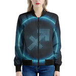 Blue Sagittarius Zodiac Sign Print Women's Bomber Jacket