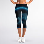 Blue Sagittarius Zodiac Sign Print Women's Capri Leggings