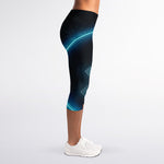 Blue Sagittarius Zodiac Sign Print Women's Capri Leggings