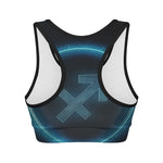 Blue Sagittarius Zodiac Sign Print Women's Sports Bra